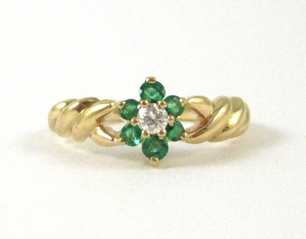 DIAMOND, EMERALD AND YELLOW GOLD