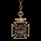 DIAMOND, ENAMEL, 14K MASONIC F