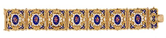 Diamond enamel and gold bracelet