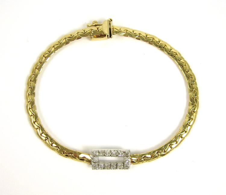 DIAMOND, FOURTEEN KARAT YELLOW GOLD