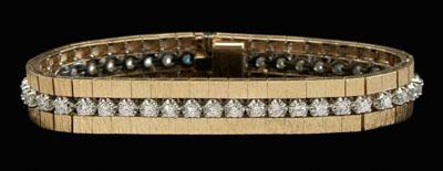 Diamond, gold tennis bracelet, 14