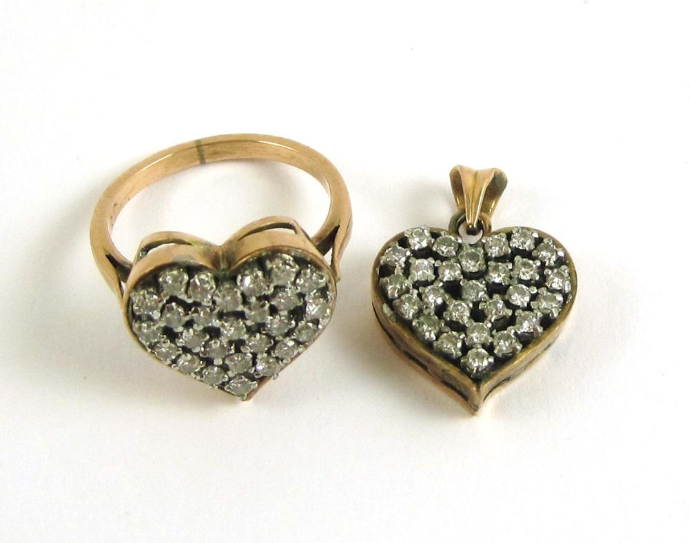 DIAMOND HEART SHAPED RING AND