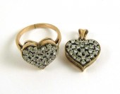 DIAMOND HEART SHAPED RING AND