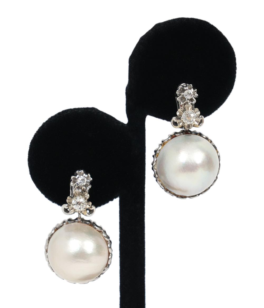 DIAMOND, MABE PEARL & 14K WG