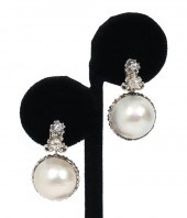 DIAMOND, MABE PEARL & 14K WG A