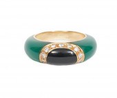 DIAMOND, ONYX, CHRYSOPRASE 18K