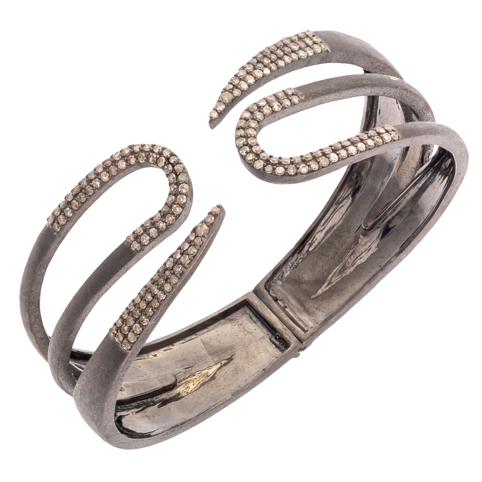 DIAMOND, PATINATED STERLING