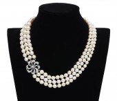 DIAMOND, PEARL & 18K WG NECKLA