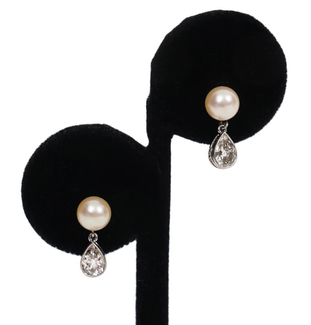 DIAMOND, PEARL AND 14K WG SCREWBACK