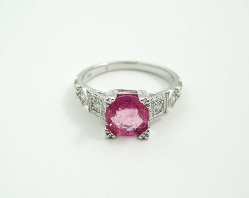 DIAMOND, PINK SAPPHIRE AND FOURTEEN