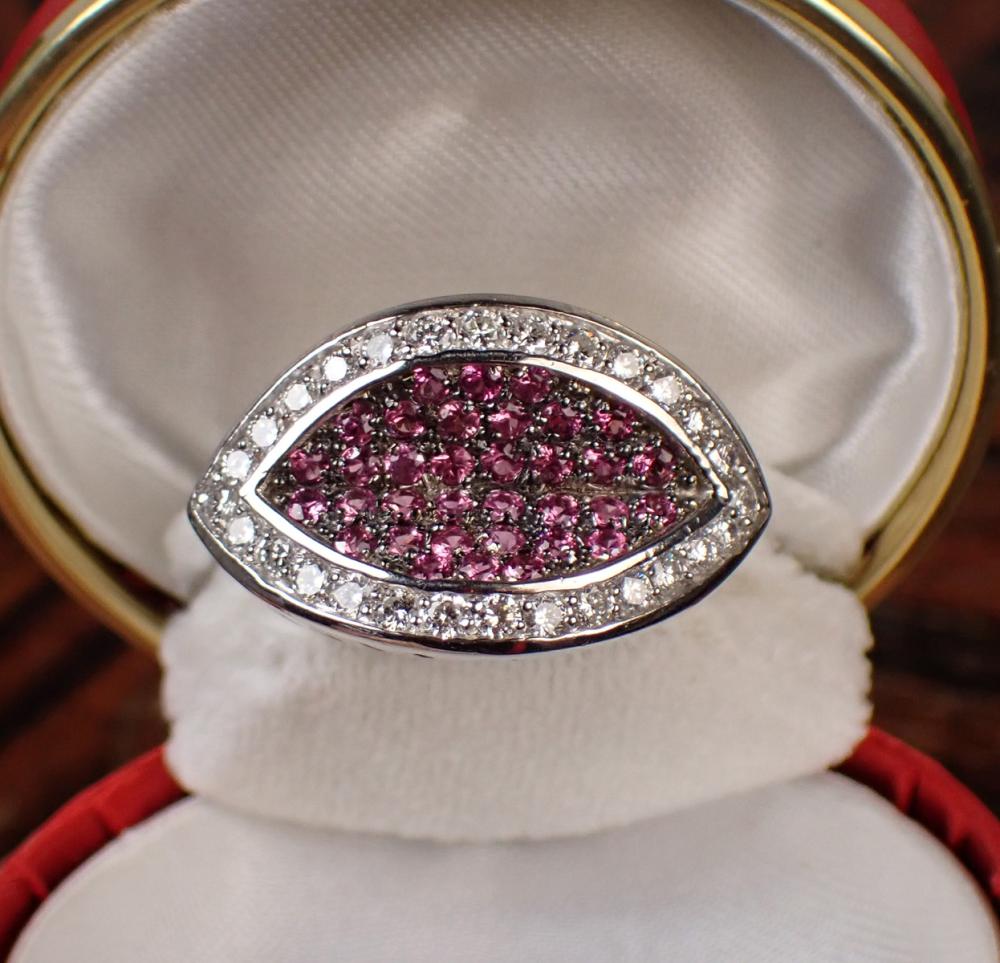 DIAMOND, PINK SAPPHIRE AND GOLD