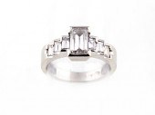 Diamond ring 0.95ct emerald-cu
