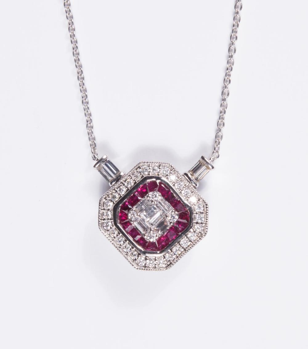 DIAMOND, RUBY AND EIGHTEEN KARAT
