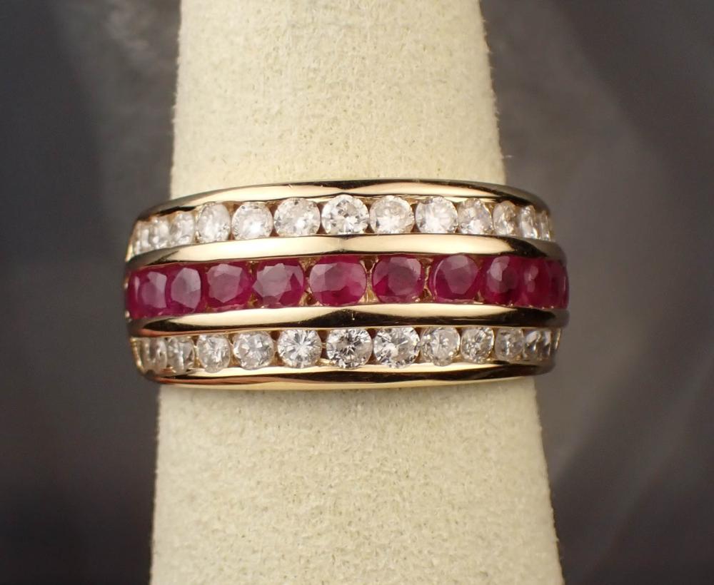 DIAMOND, RUBY AND FOURTEEN KARAT