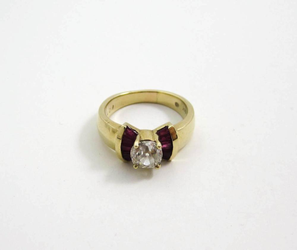 DIAMOND, RUBY AND FOURTEEN KARAT