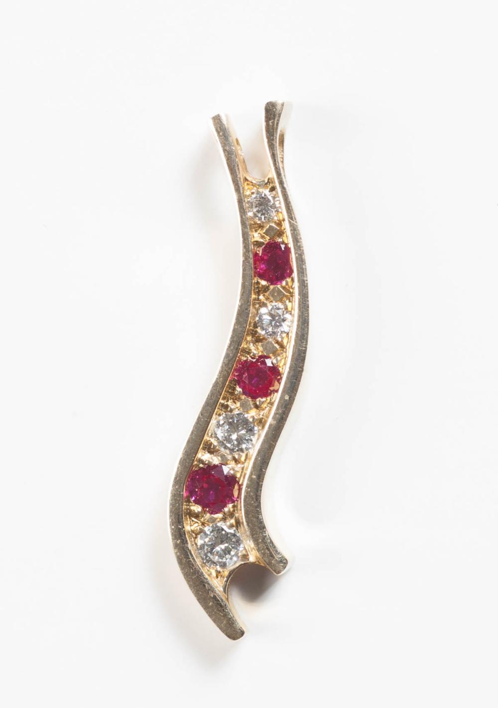DIAMOND, RUBY AND FOURTEEN KARAT