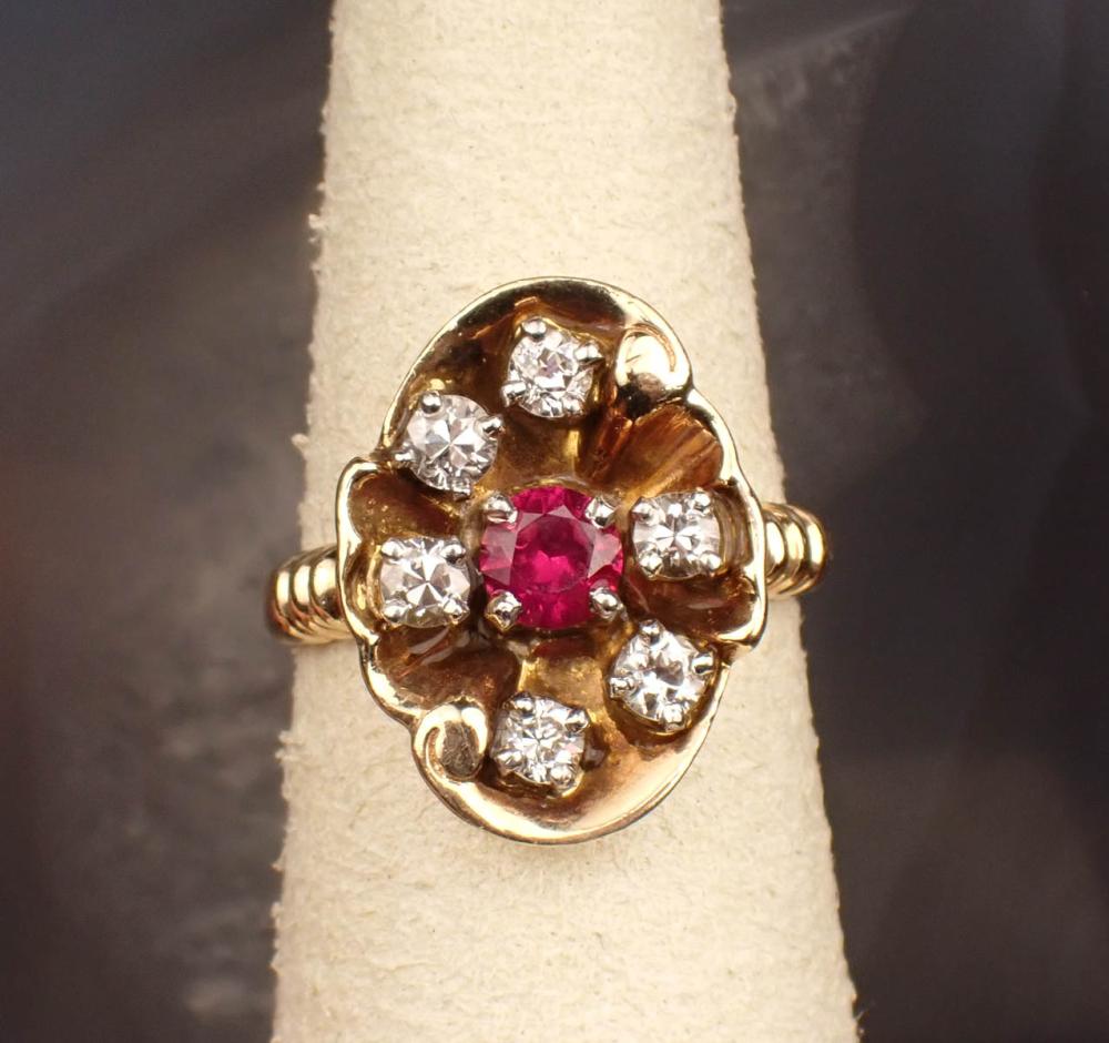 DIAMOND, RUBY AND FOURTEEN KARAT