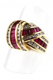 Diamond ruby and gold ring by