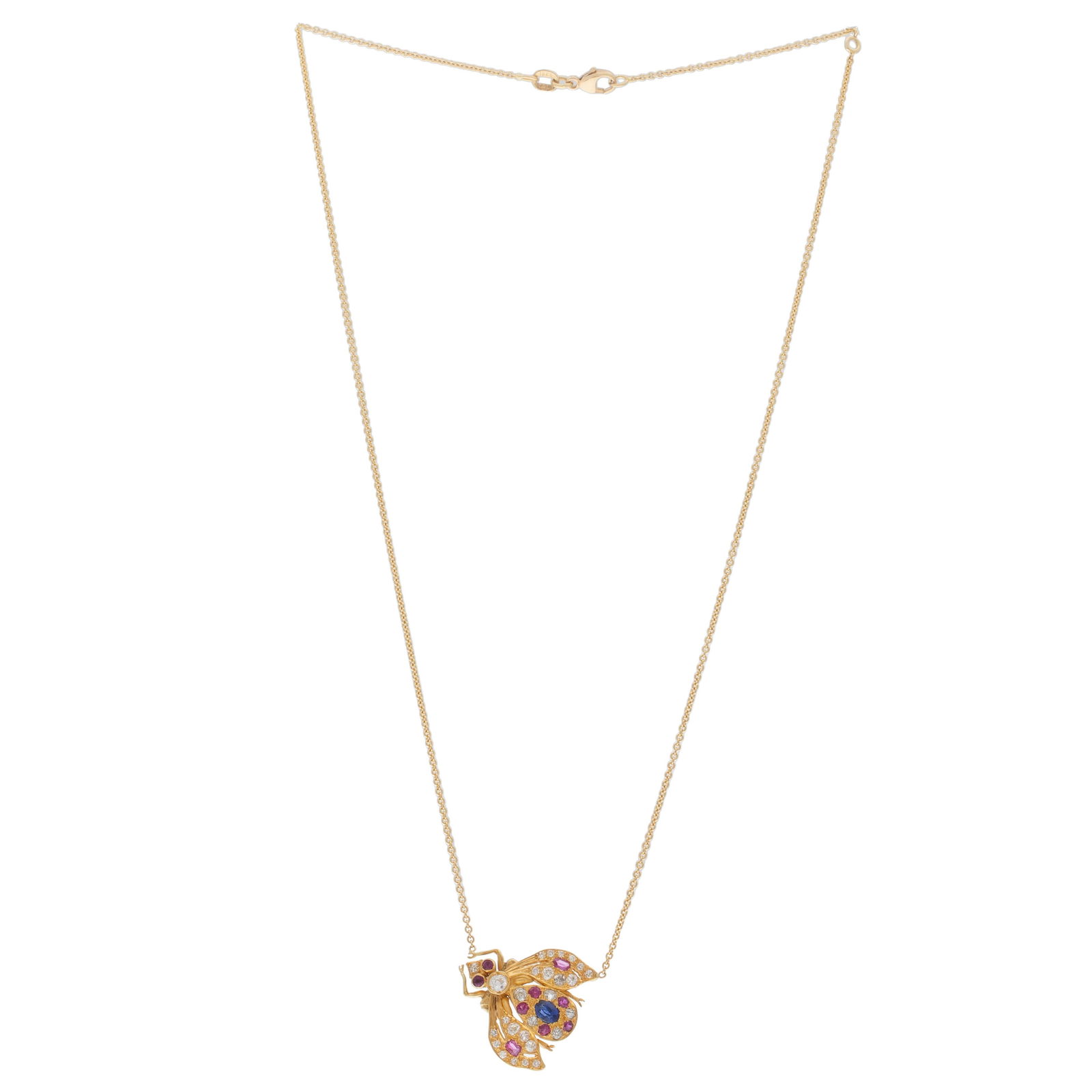 DIAMOND, RUBY, SAPPHIRE, 18K INSECT