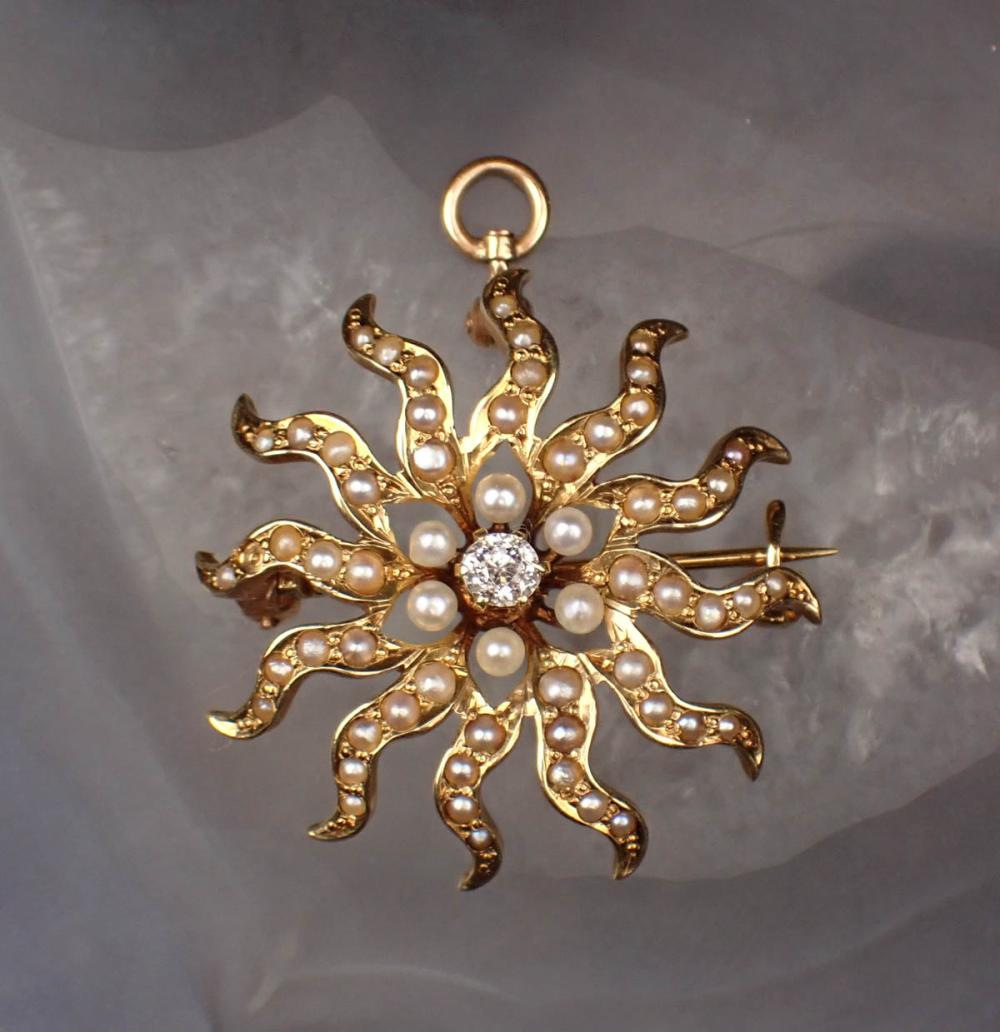 DIAMOND, SEED PEARL AND GOLD
