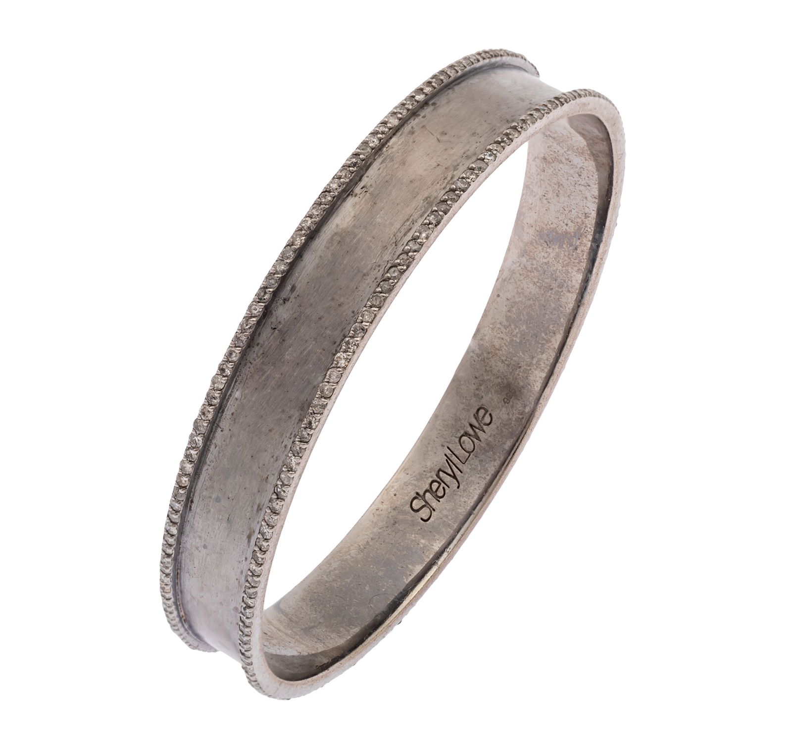 DIAMOND, STERLING SILVER BANGLE