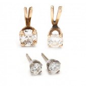 DIAMOND STUD EARRINGS AND PEND