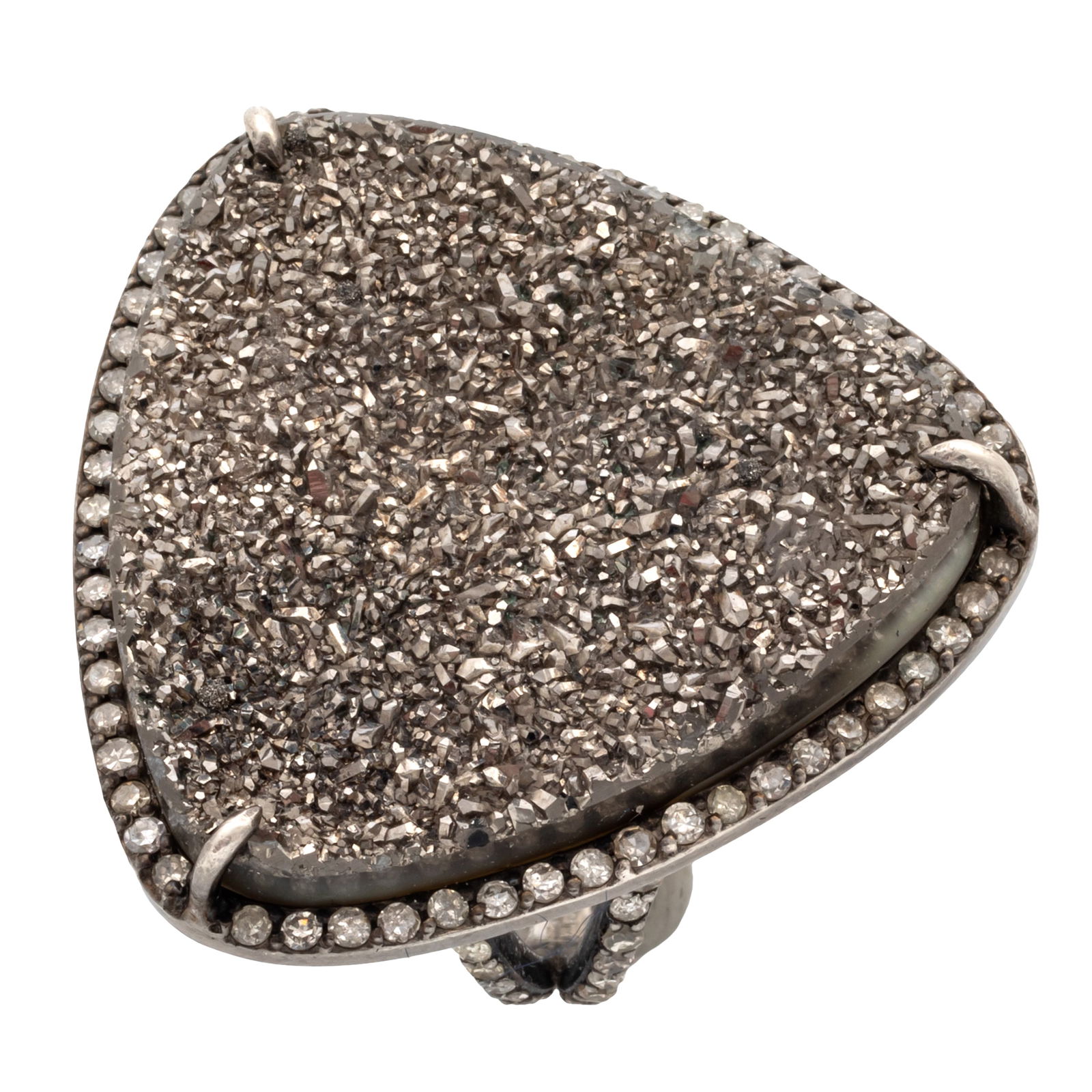DIAMOND, TREATED DRUSY, SILVER