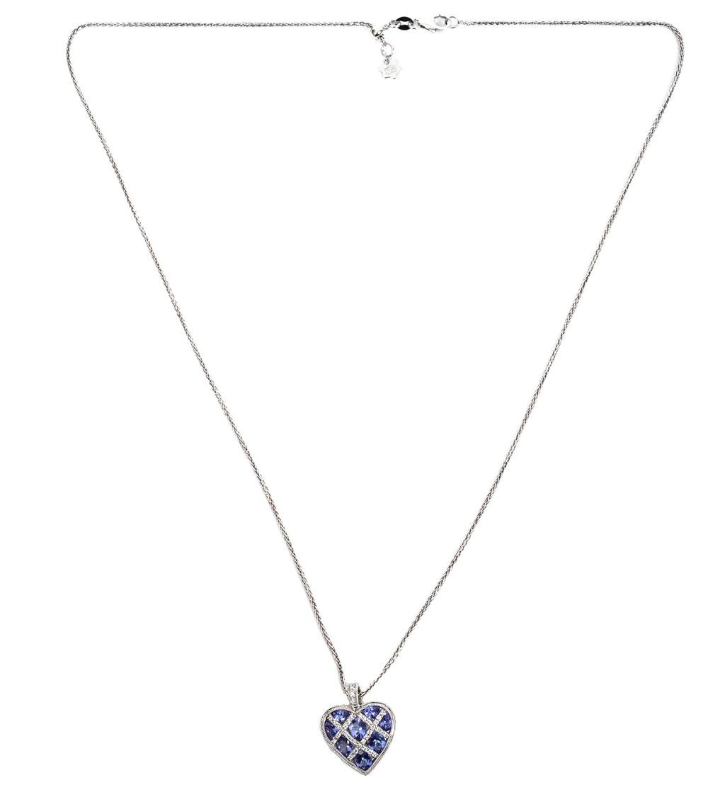 DIAMONDS, TANZANITE & 14KT WG HEART