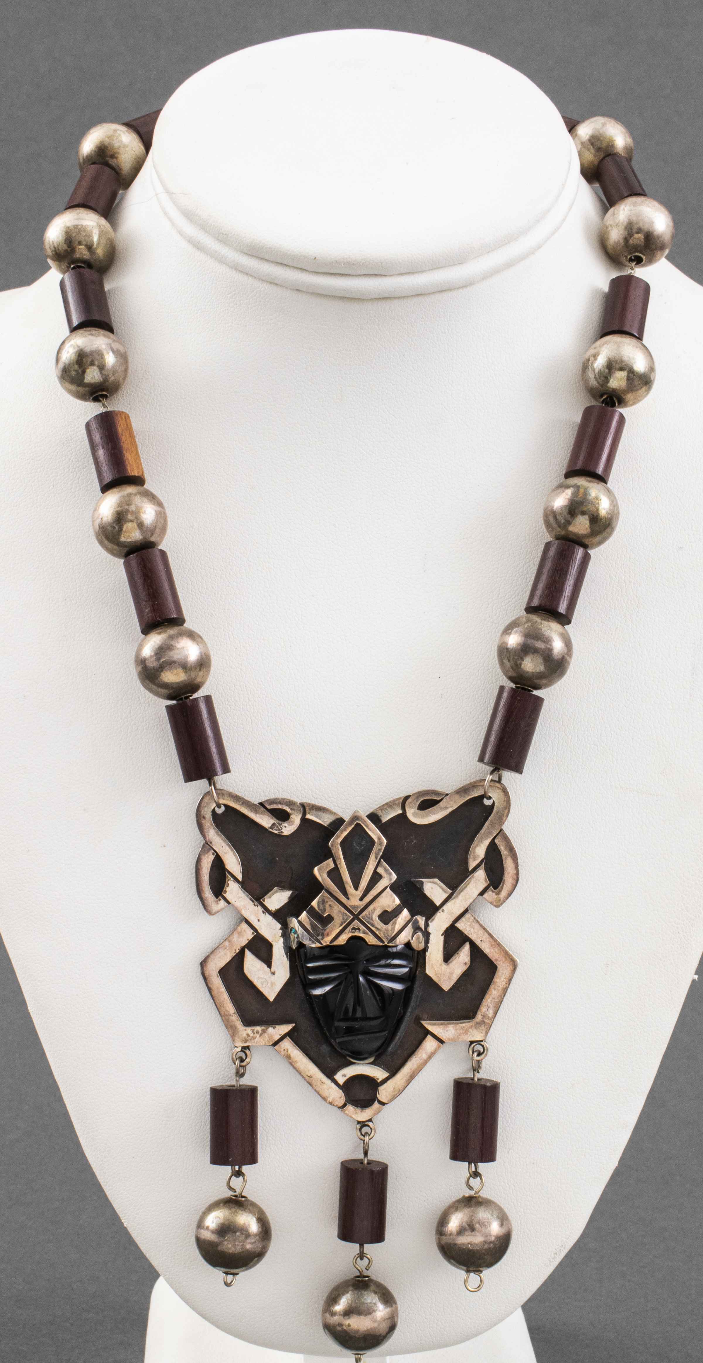 DIAZ TAXCO SILVER CARVED ONYX