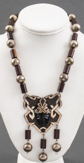DIAZ TAXCO SILVER CARVED ONYX