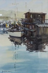 DICICCO, DOCKED SHIP, WATERCOL
