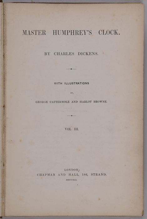 DICKENS CHARLES. "MASTER HUMPHREY'S