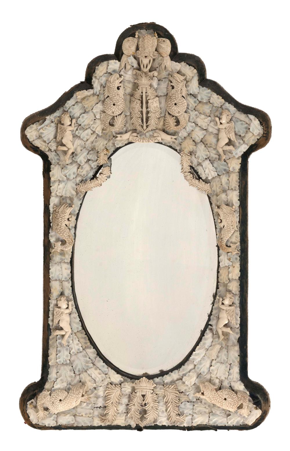 DIEPPE CARVED BONE AND IVORY MIRROR