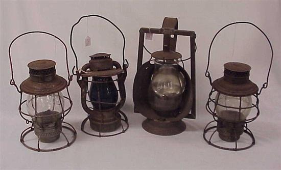 Dietz Vesta railroad lamp with blue