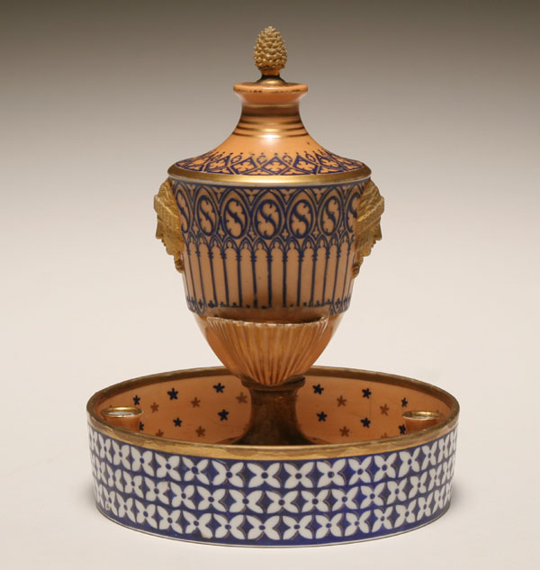 Dihl French gilt porcelain encrier;