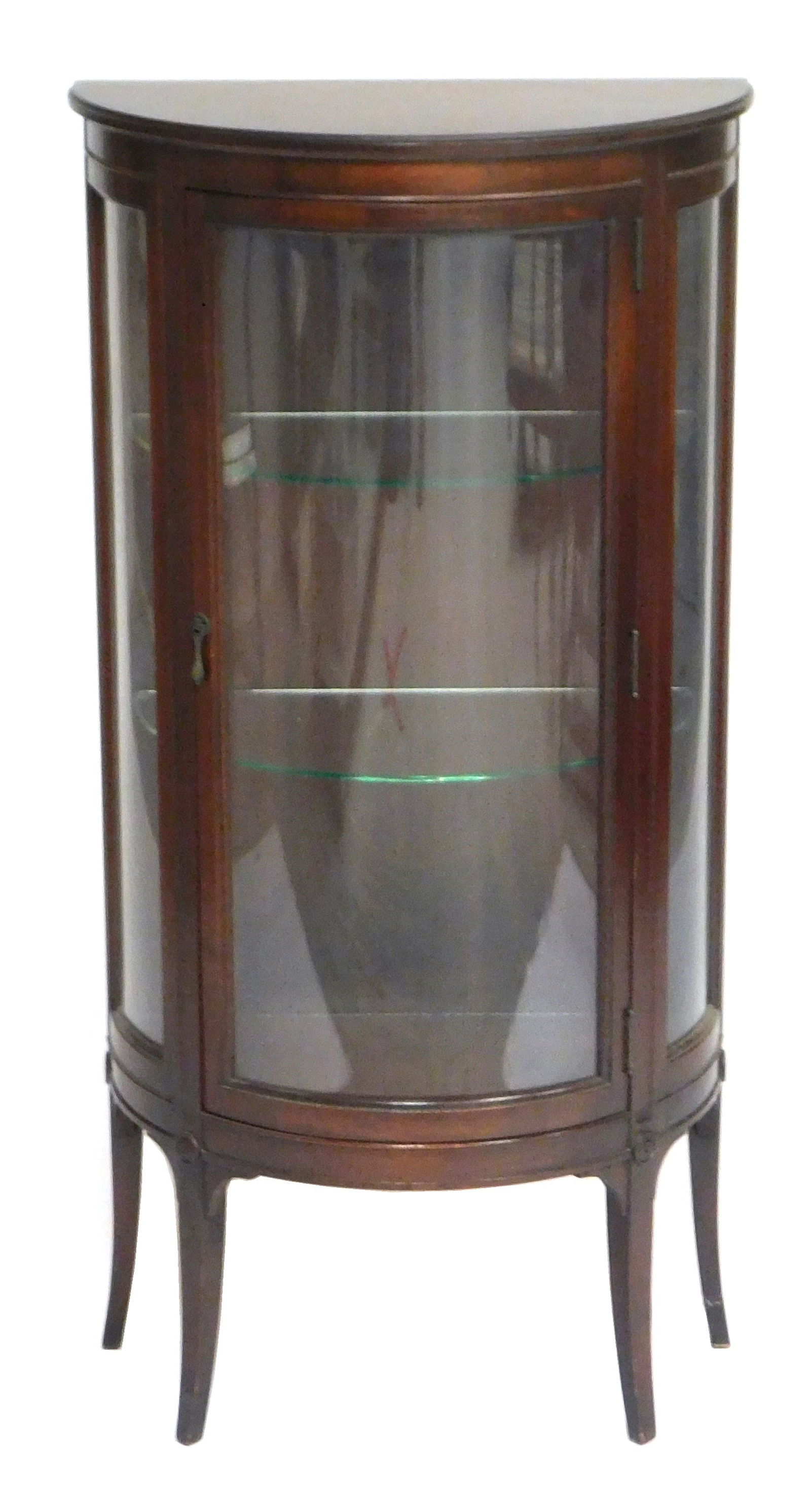 DIMINUTIVE BOWFRONT VITRINE, 20TH