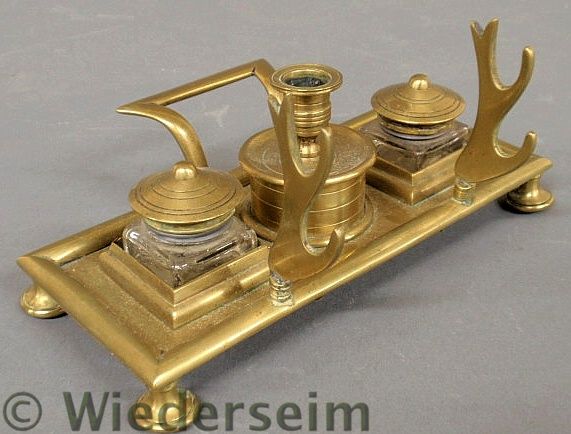 Diminutive brass inkstand c.1900