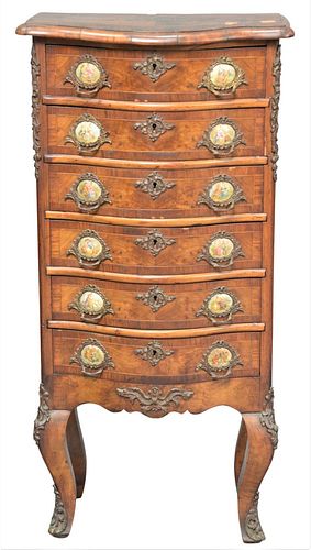 DIMINUTIVE BURLWOOD CHEST, HAVING