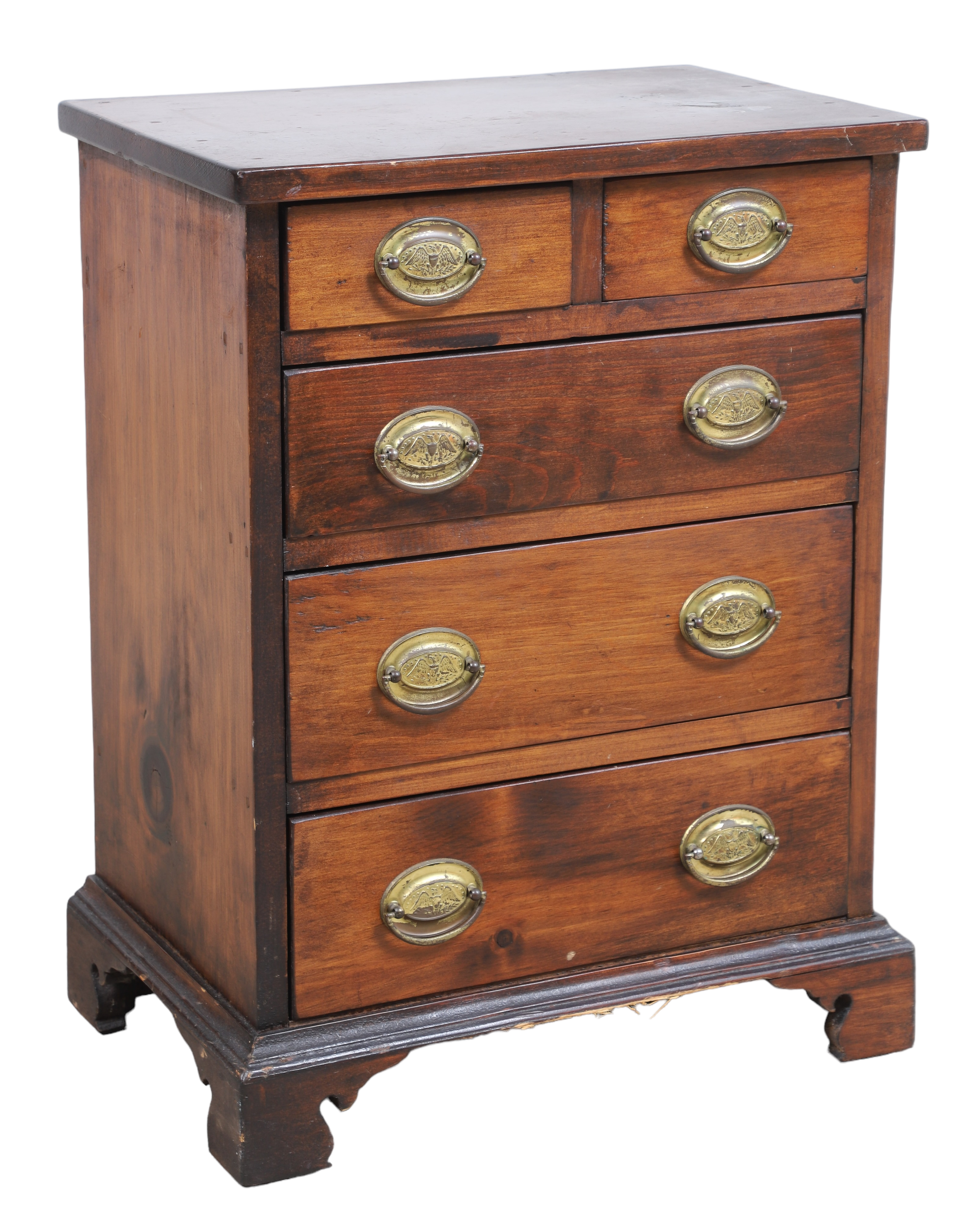 Diminutive mahogany nightstand, two