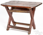 DIMINUTIVE PINE SAWBUCK TABLE,