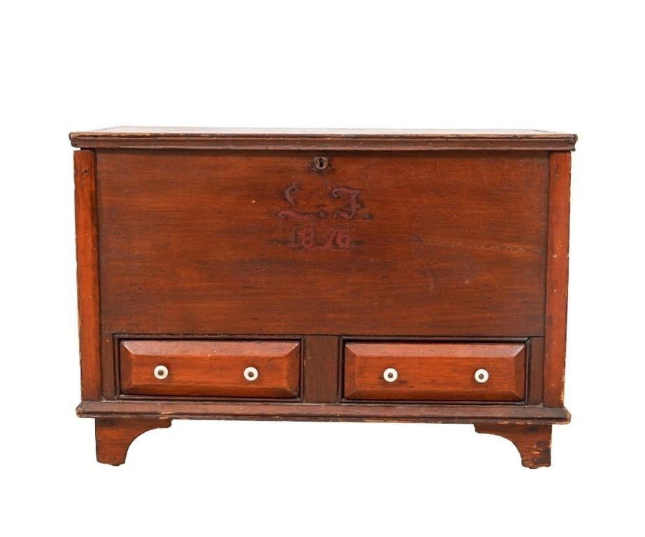 Diminutive pine storage chest