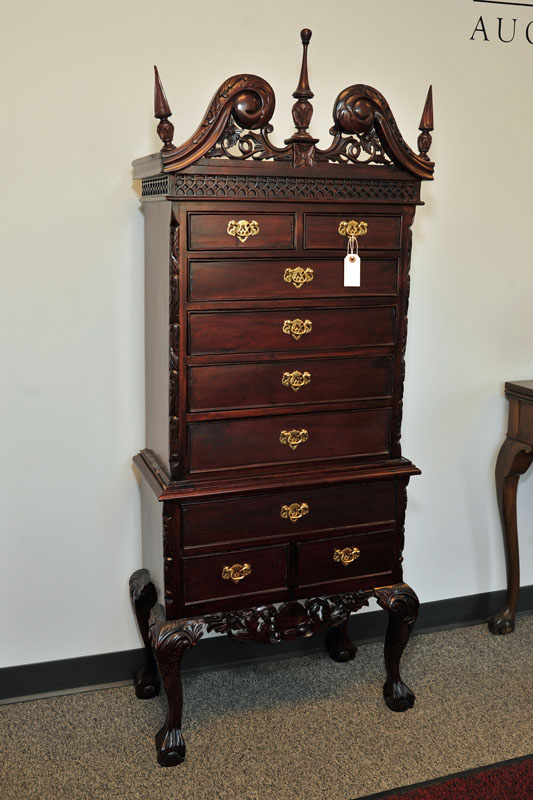 DIMINUTIVE TWO PIECE HIGHBOY.