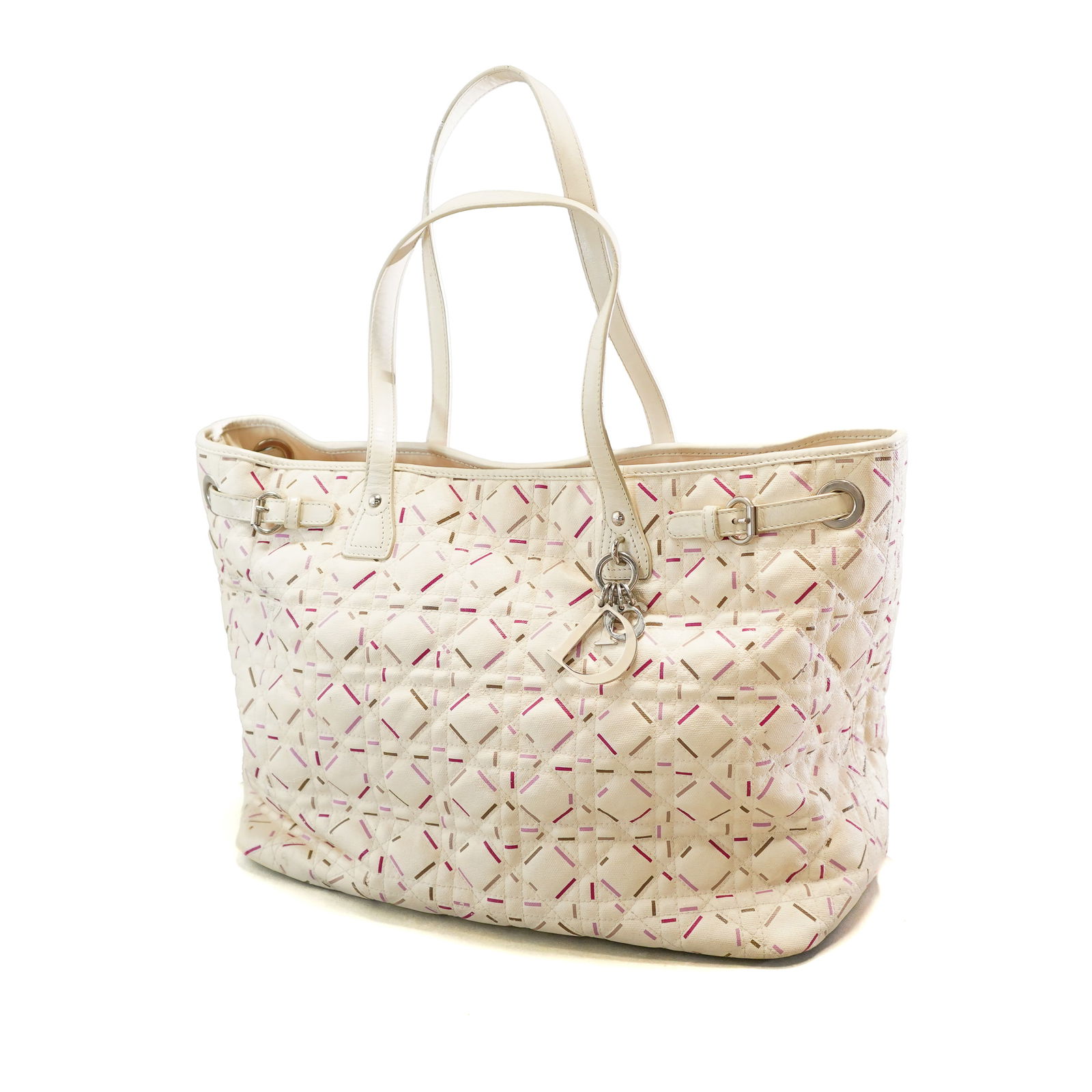 DIOR WHITE LEATHER TOTE BAG WITH