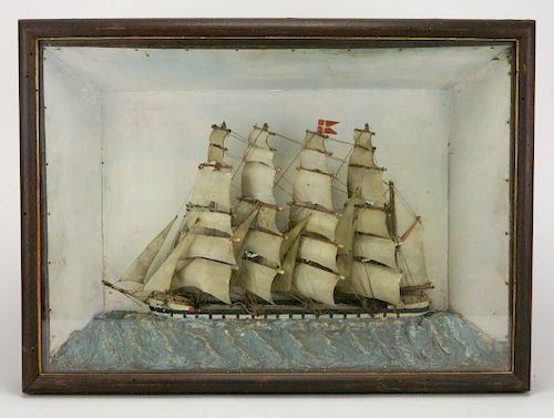 DIORAMA OF A SHIP AT SEALate