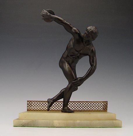 DISCUS THROWER BRONZE: 11'' h.,