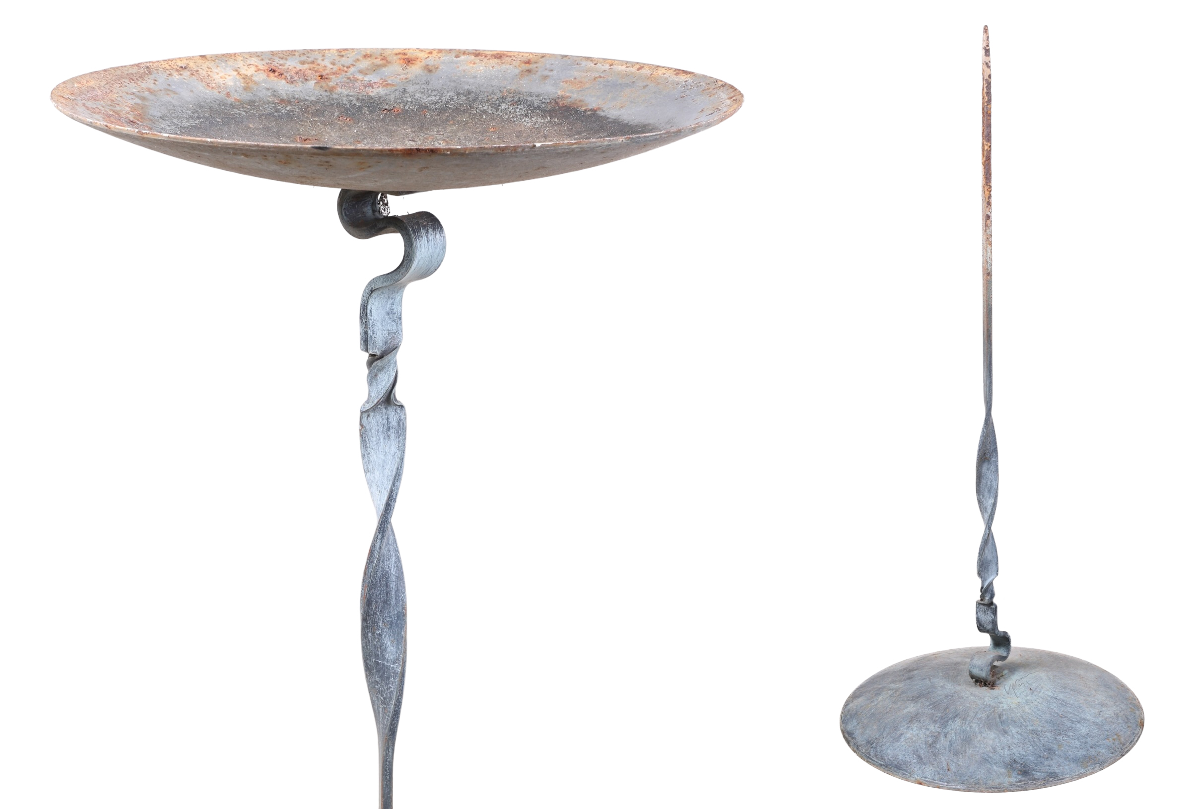 Distressed painted metal staked