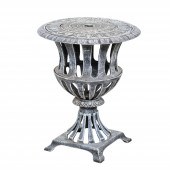 Distressed painted metal urn f