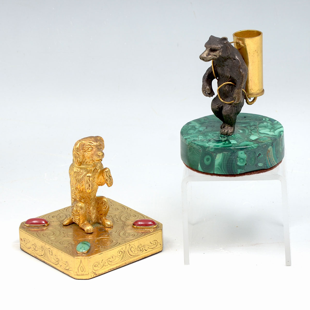 DOG & BEAR PAPERWEIGHTS: 1)