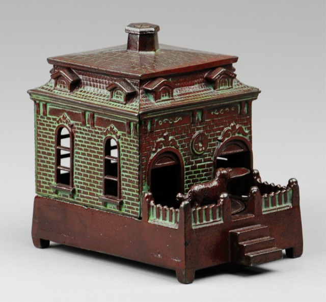 DOG ON TURNTABLE MECHANICAL BANK