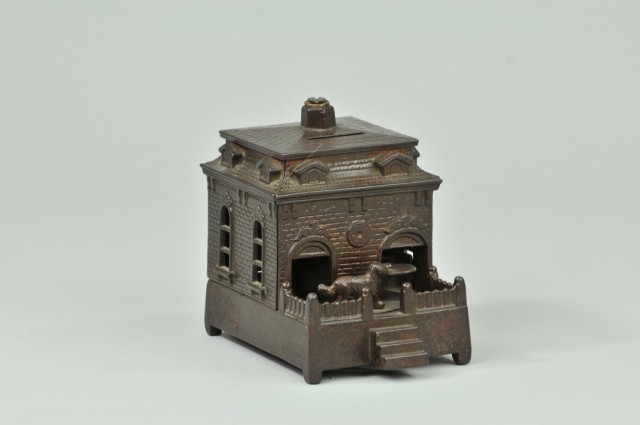 DOG ON TURNTABLE MECHANICAL BANK